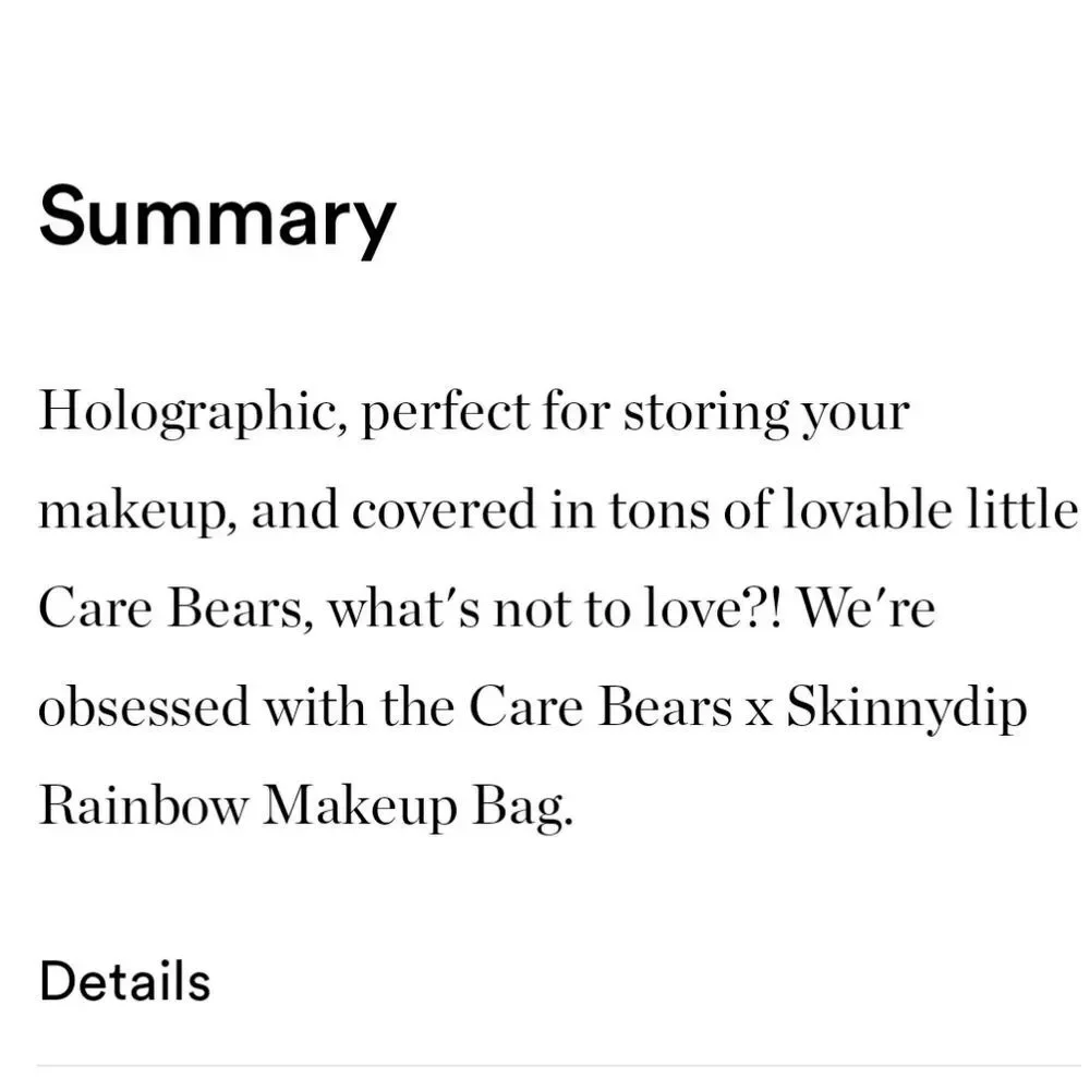 SkinnyDip London X Care‎ Bears Rainbow Cosmetic Bag